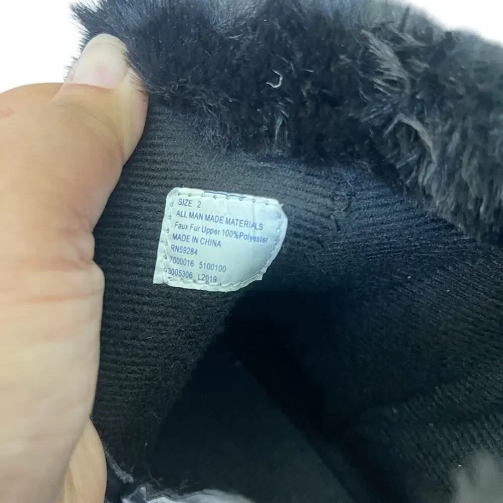 The Children's Place Faux Fur and Leather Side Buckle Booties Black Size 2